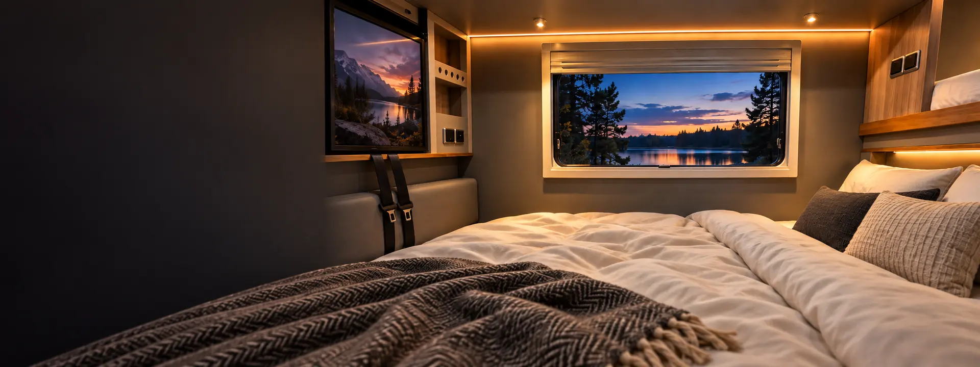 Comfortable sleeping area inside ArkForce motorhome